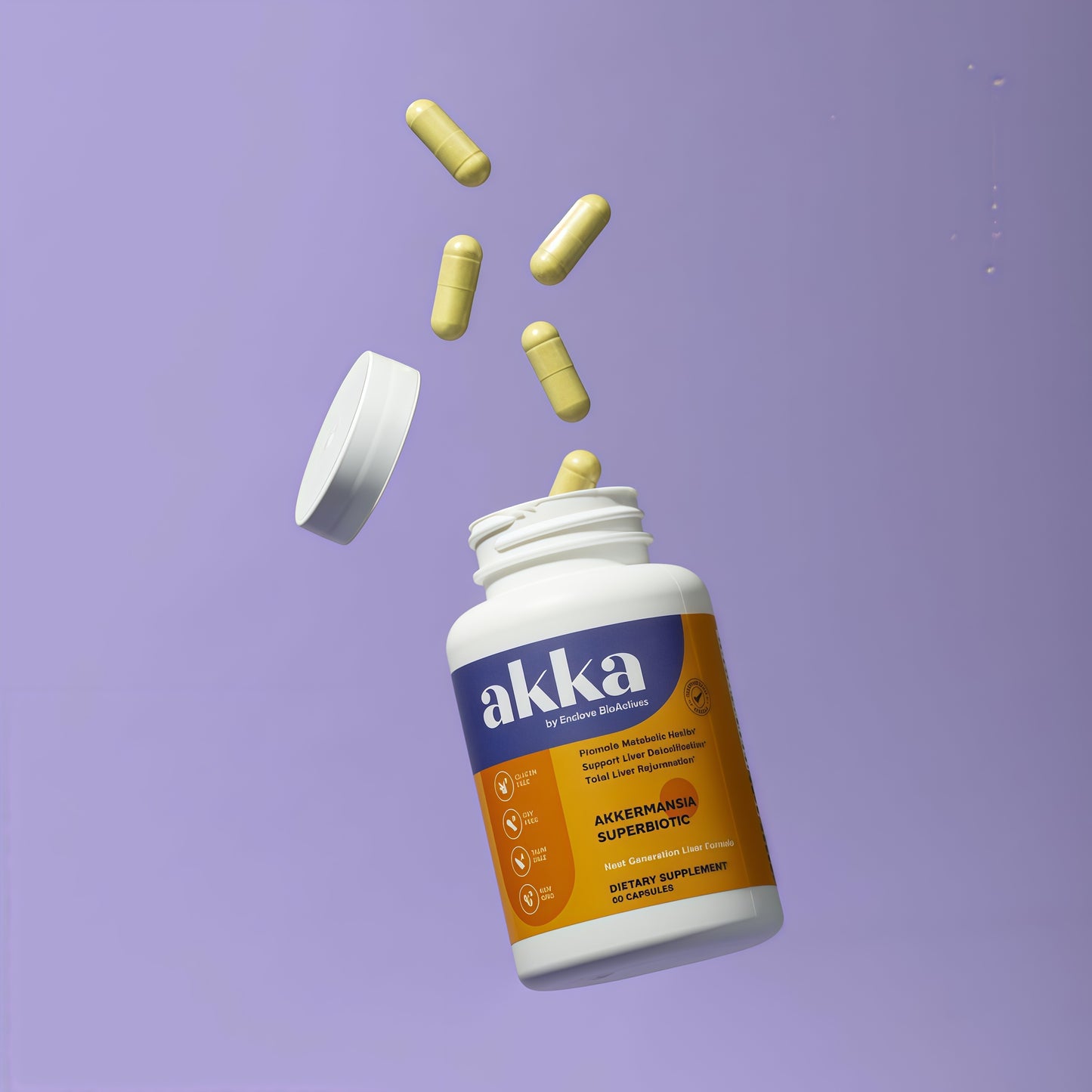 AKKA Akkermansia Probiotic, Liver Cleanse, Detox & Repair, Non-GMO, 60 Caps